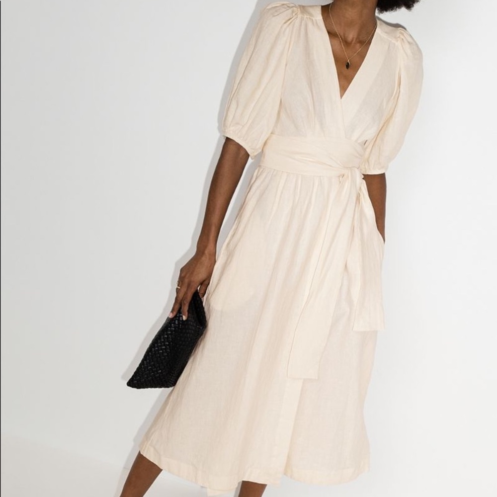 THREE GRACES LONDON Fiona Dress Ivory Linen S/M - Picture 2 of 13